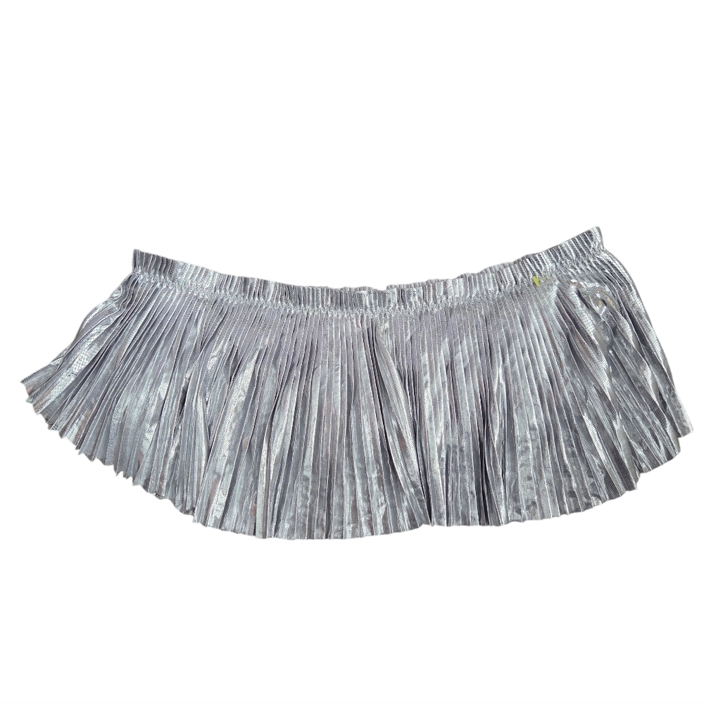 NWT Savage X Fenty Pleated Lamé Bandeau Bralette Spaced Out Metal Silver Size 2X